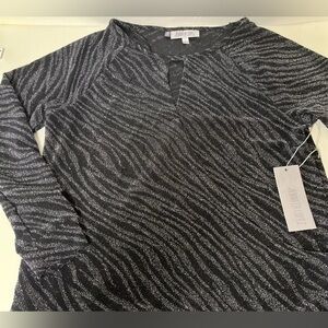 Jennifer Lopez Black and Silver Long Sleeve Top